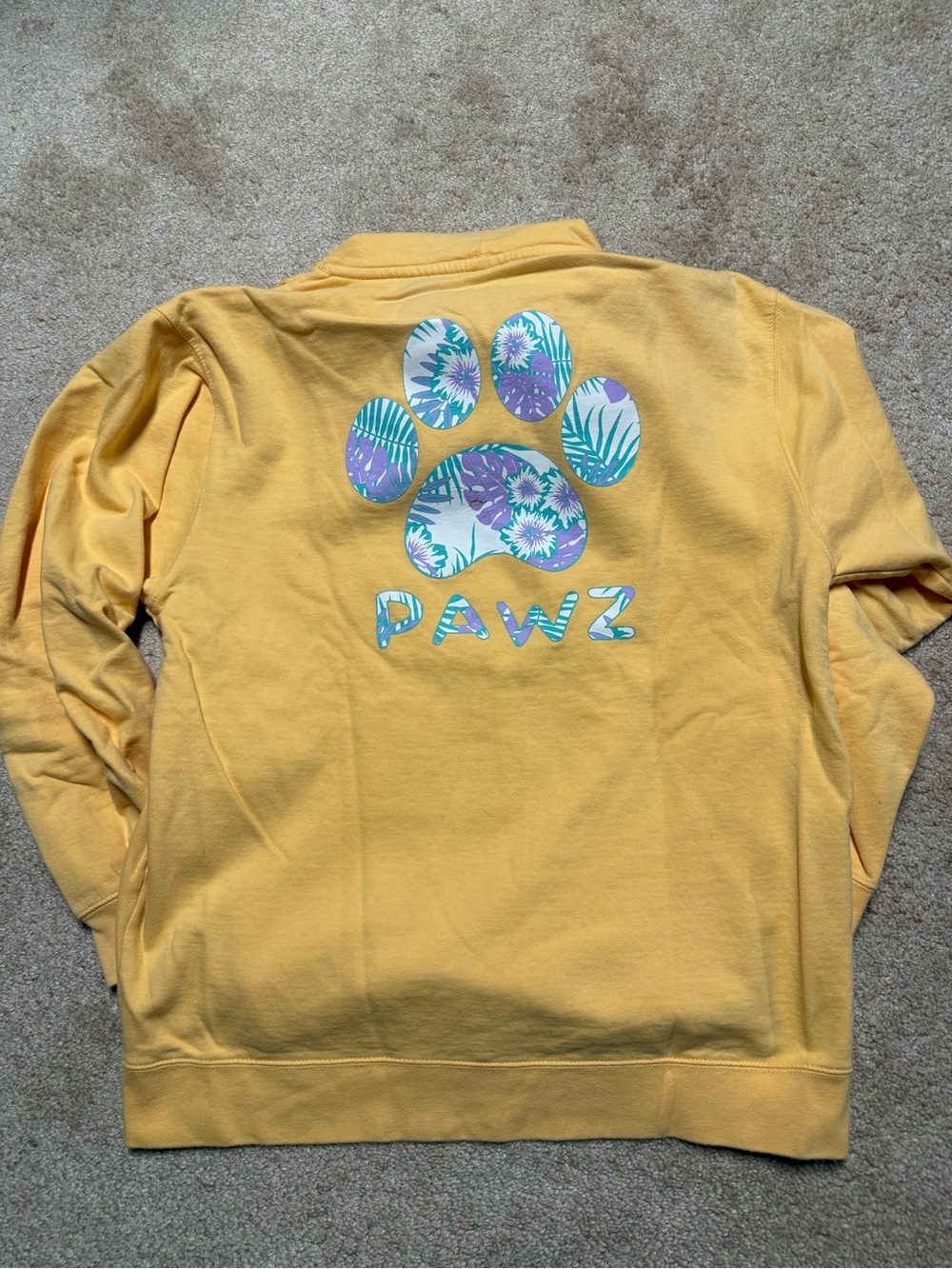 PAWZ Yellow Crewneck with Tropical Floral Paw Graphic